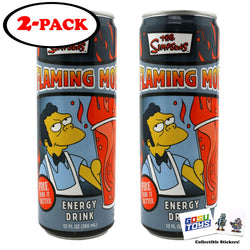The Simpsons Flaming Moe Energy Drink 12fl OZ (355mL) (2 Pack) with 2 GosuToys Stickers