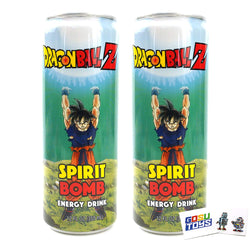 Dragon Ball Z Spirit Bomb Energy Drink 12 FL OZ (355mL) (2 Pack) DBZ Goku Can With 2 GosuToys Stickers