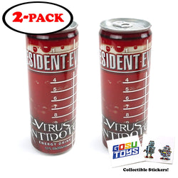 Resident Evil T Virus Antidote Energy Drink 12 FL OZ (355mL) (2 Pack) Can With 2 GosuToys Stickers