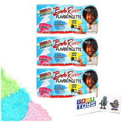 Bob Ross Flavor Palette (3 Pack) Paintbrush Dipping Candy 3 Fruity Flavors (Strawberry, Blue Rasberry, Green Apple) with 2 GosuToys Stickers