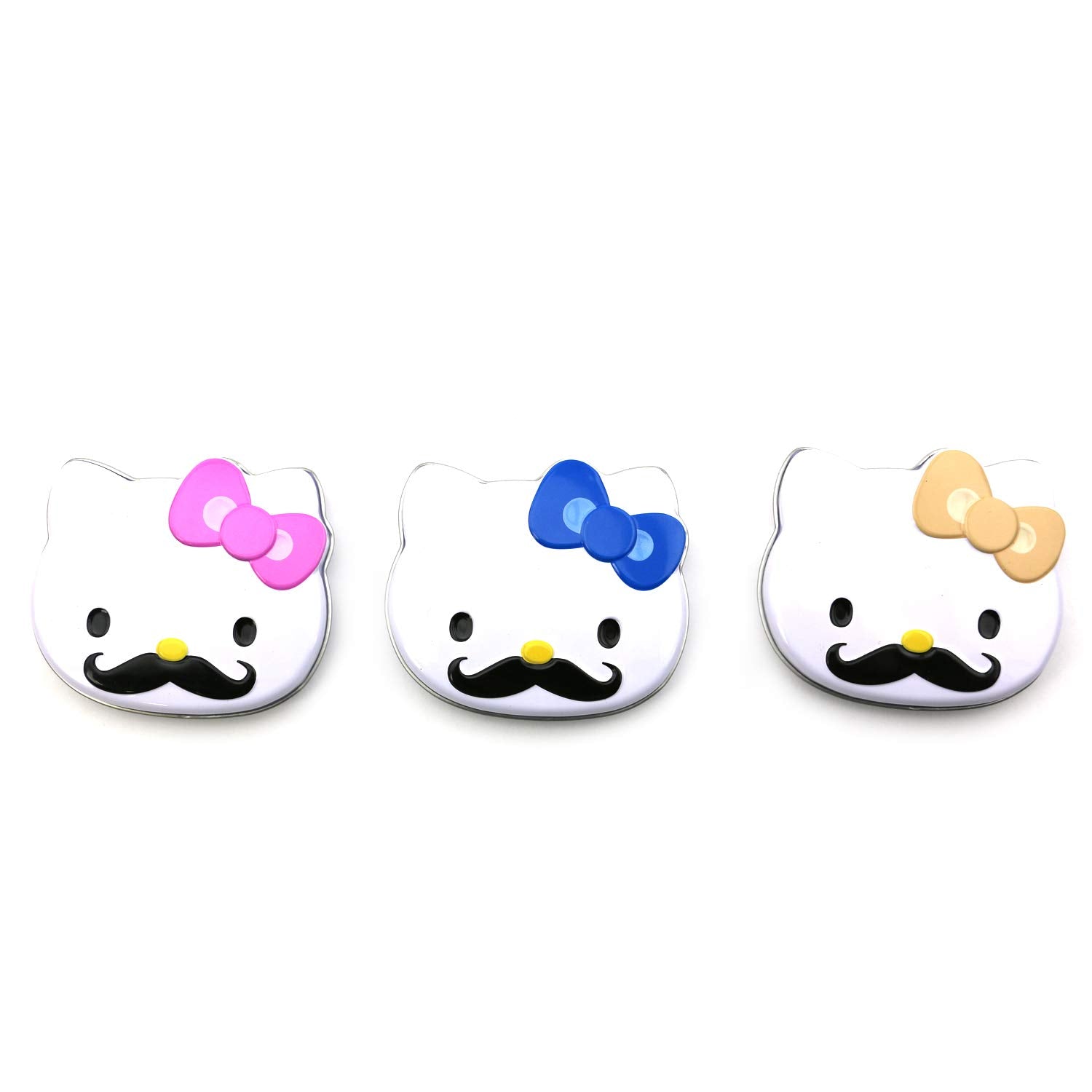 Hello Kitty Sweet Staches Tin Mustache Candy (3 Pack) Marshmallow Flavor Gift Stuffer with 2 GosuToys Stickers