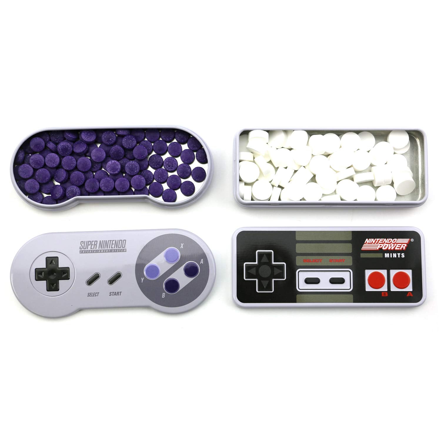 SNES, NES Nintendo Controller Tin Candy and Mints (2 Pack) Wild Berry and Peppermint Flavor Gift Stuffer with 2 GosuToys Stickers