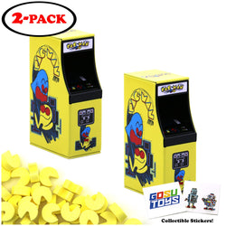 Pac-man Arcade Tin Candy (2 Pack) Strawberry Flavor Gift Stuffer with 2 GosuToys Stickers