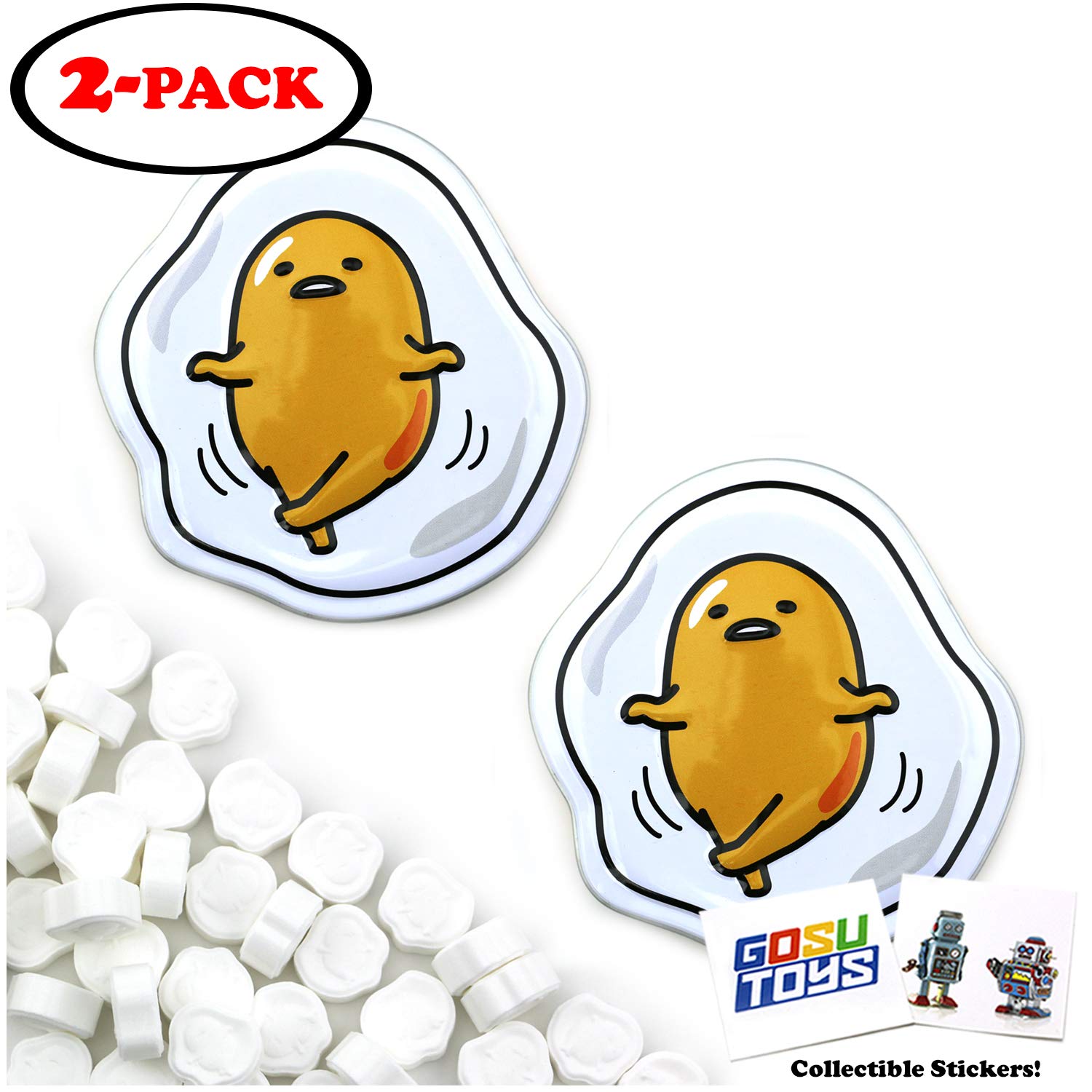 Gudetama The Lazy Egg Tin Candy (2 Pack) Sweet Vanilla Flavor Gift Stuffer with 2 GosuToys Stickers