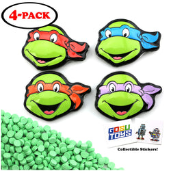 Teenage Mutant Ninja Turtles Tin Candy (4 Pack) Watermelon Flavor TMNT Shell Sours Gift Stuffers with 2 GosuToys Stickers