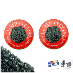 (2 Pack) Lump O Coal Tin Bubble Gum Candy Lump of Coal Shaped Gift Stuffer with 2 Gosu Toys Stickers