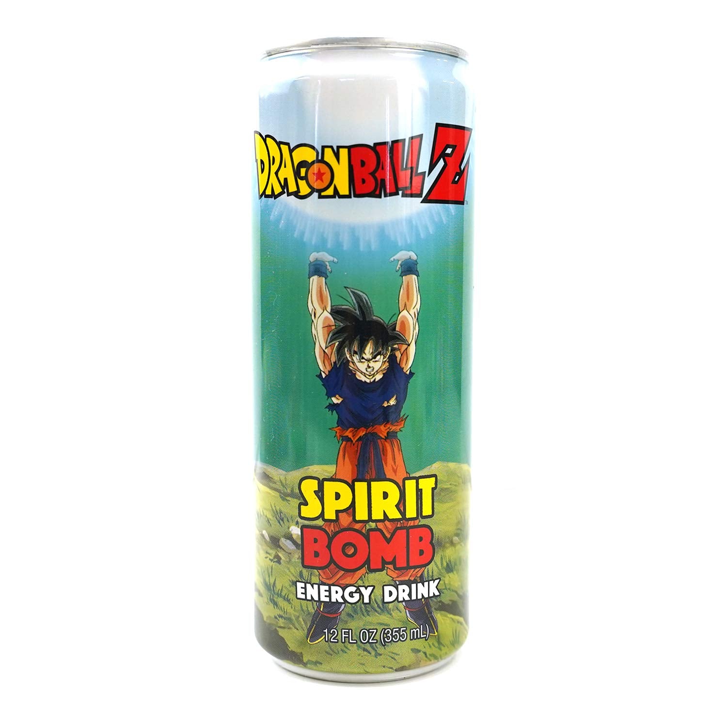 Dragon Ball Z Spirit Bomb Energy Drink 12 FL OZ (355mL) (2 Pack) DBZ Goku Can With 2 GosuToys Stickers