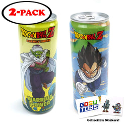 Dragonball Z Warrior Power and Power Boost Energy Drink 12 FL OZ (355mL) Can (2 Pack) with 2 GosuToys Stickers