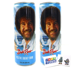 Bob Ross Positive Energy Drink 12 FL OZ (355mL) Can (2 Pack) With 2 GosuToys Stickers