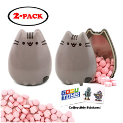 Pusheen Tin Candy (2 Pack) Sweet Strawberry Flavor Gift Stuffer with 2 GosuToys Stickers
