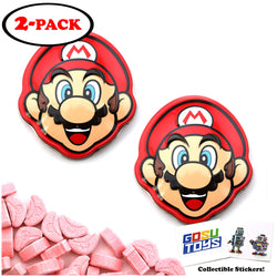 Nintendo Super Mario Brick Breaking Head Tin Candy (2 Pack) Cherry Flavor Hats Gift Stuffer with 2 GosuToys Stickers
