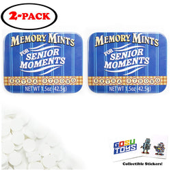 Memory Mints 2 Pack For Senior Moments Fun Gag Tin Extra Strong (Novelty Product) with 2 GosuToys Stickers