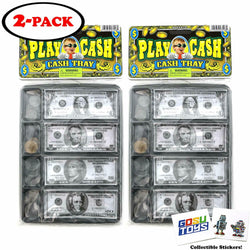 Play Money Fake Kids Cash with Register Tray 20 Bills 20 Coins (2 Pack)